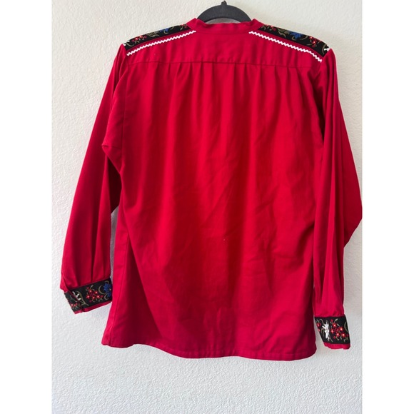 Vintage‎ Folk Embroidered Red Alpine Peasant Cottagecore Top SZ 40 (see msrmt)) - Picture 10 of 10